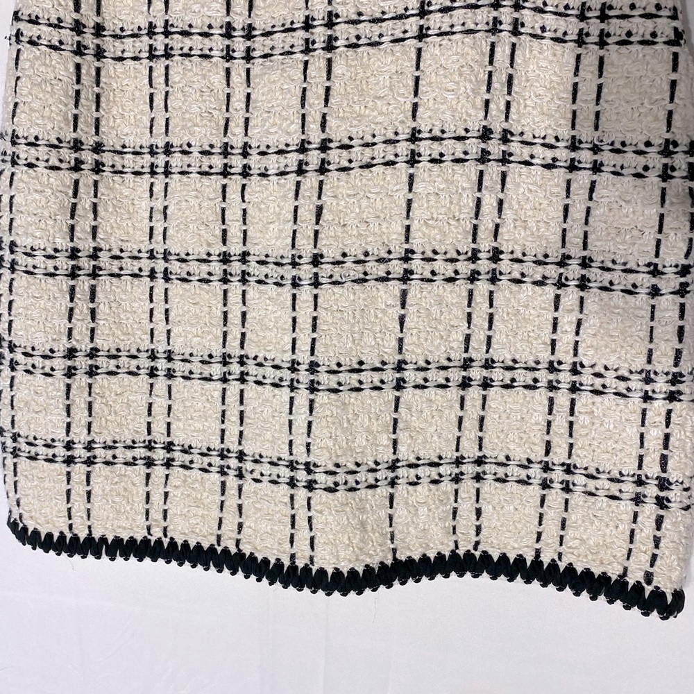 Tory Burch Cream Black Plaid Tweed Linen Blend Mini Skirt XL Academia Twee - Picture 15 of 16